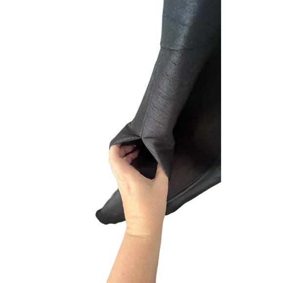 Deep Vneck raw silk black gown pockets size 18 plus size elegance - Picture 12 of 12